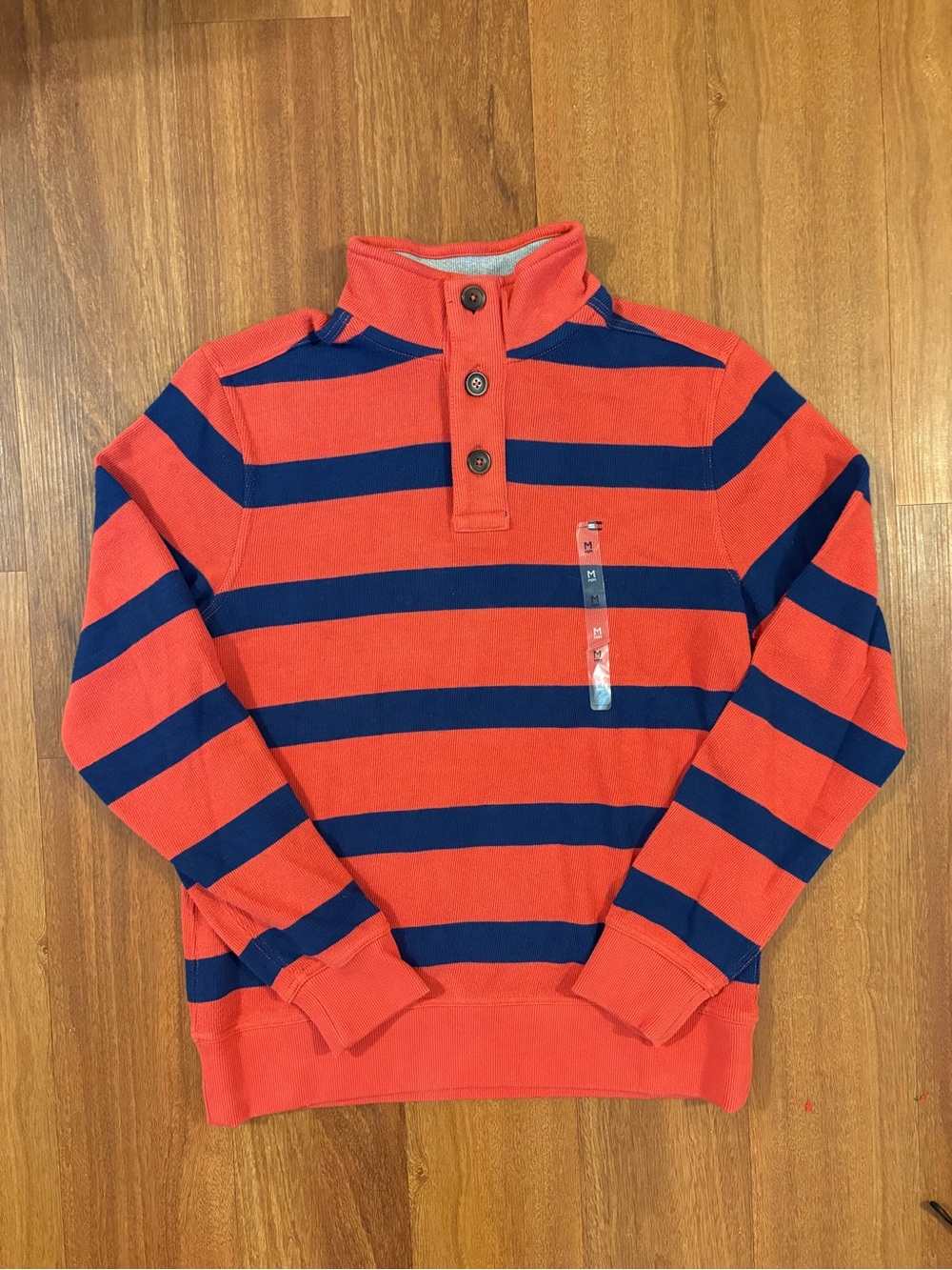 Tommy Hilfiger Menβs Striped Mock Neck Cotton Sweater NWT Medium